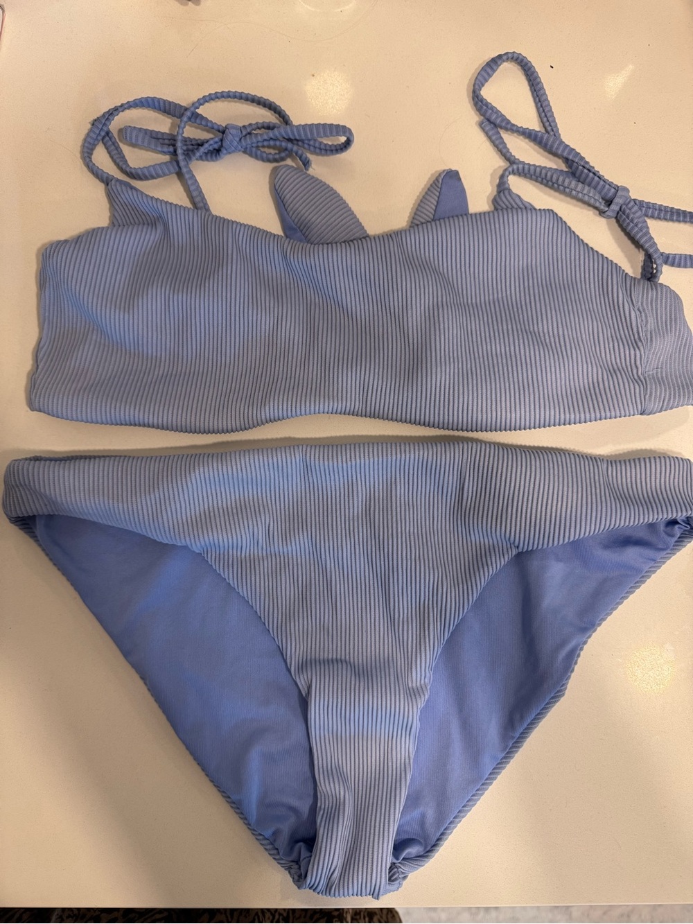 Light Blue Ribbed Women's Bikini Set